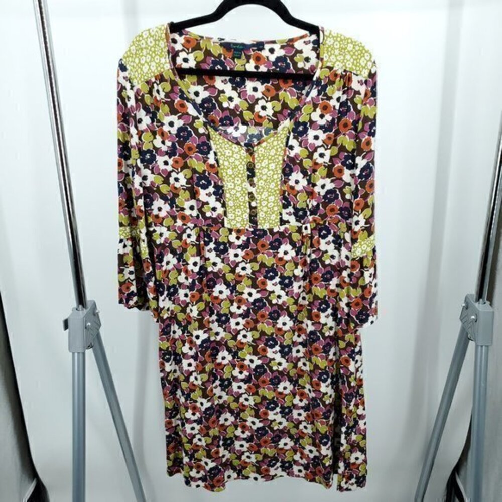 Boden Multi-Panel Floral Empire Waist 3/4 Sleeve Fit & Flare Dress US 10/UK 14R